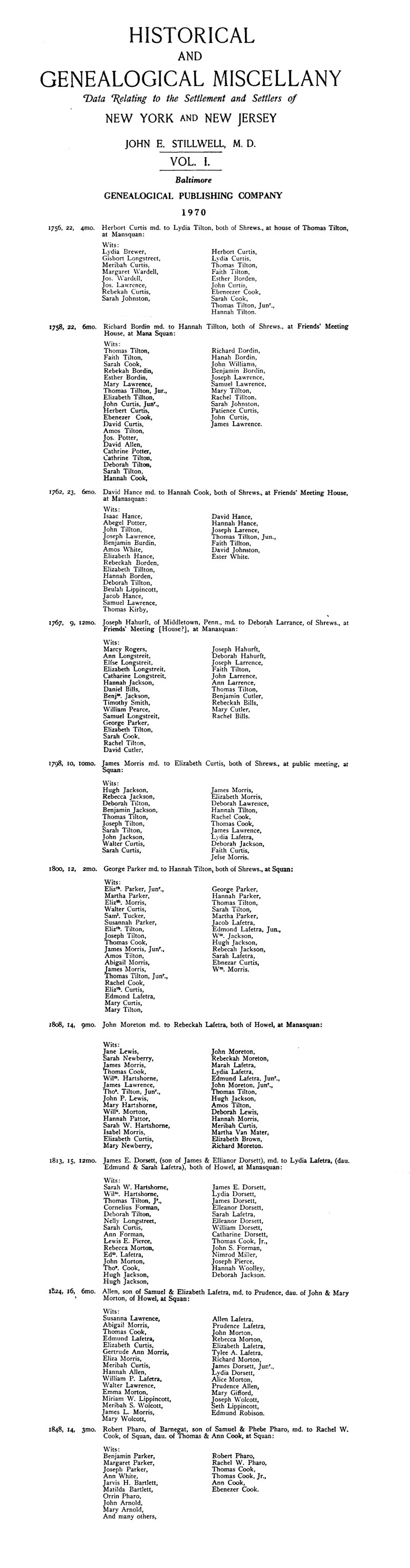 Marriage History of Manasquan Quaker Meeting